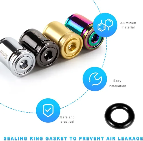 Miniatura 4 de Dickno 4 piezas tapones con bloqueo para válvulas de neumáticos de automóvil, cubiertas antirrobo para válvulas de rueda automáticas con sello