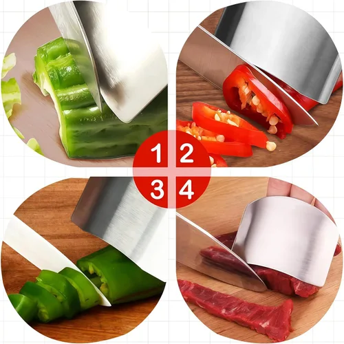 Miniatura 4 de Protector de dedos de acero inoxidable, ajuste universal, protector de dedos ajustable para cortar alimentos, herramienta de corte premium para 2