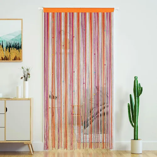 Miniatura 10 de YaoYue Cortina de Hilos con Cuentas para Puerta, Cortinas de Hilos para Puerta, con Borlas, Cuentas, Franja Colgante, Divisores de Habitación