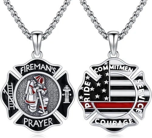 Miniatura 192 de Collar con colgante de plata de ley 925 con medalla de San Patrón, joyería religiosa para hombres y mujeres, con cadena de acero inoxidable 316L