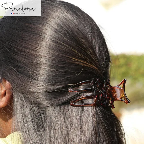 Miniatura 2 de Parcelona Pequeña diapositiva francesa de celuloide intrincada en la pinza lateral del pelo del deslizador para el pelo fino