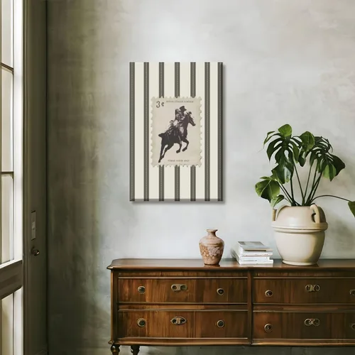 Miniatura 7 de Póster vintage a rayas de Rodeo y vaquero, sello retro de tres centavos, impresión en lienzo de caballo y caballo arte de pared occidental, estilo-1