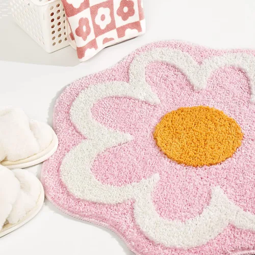 Miniatura 12 de TRUEDAYS Alfombra de baño de flores verdes para suelo de baño, pequeña alfombra de baño antideslizante de absorción de agua, alfombra de baño ultra