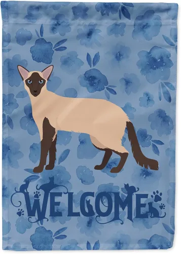 Miniatura 23 de Caroline's Treasures CK4813CHF - Bandera de bienvenida con gato abisinio azul, manga grande, para porche, para colgar en la pared, poliéster