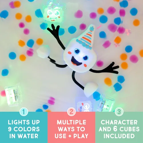 Miniatura 2 de Nuevo juguete de baño Glo Pals activado por agua con 6 cubos luminosos reutilizables para juego sensorial (Party Pal)