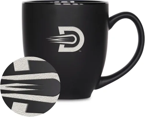 Miniatura 136 de Rico Industries - Taza de cerámica mate negra con grabado láser estándar de 15oz para NCAA (escuelas T & U) - Para bebidas calientes o frías