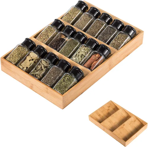 Estante de bambú de 3 niveles para especias, gabinete de cocina de madera, organizador de especias, soporte para tarros de especias,