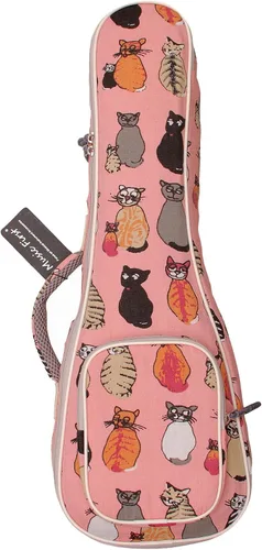 MUSIC FIRST Funda de lona para ukelele MISS CAT para ukelele, correas de hombro dobles, diseño original (apto para ukelele soprano de 21 pulgadas,