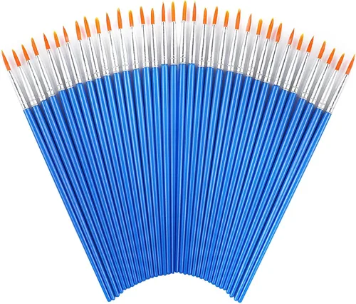 Miniatura 7 de DECYOOL Juego de 60 pinceles de pintura de nailon, pelo plano, pequeño óleo, acuarela, artista, kits de pintura a granel para pintura acrílica