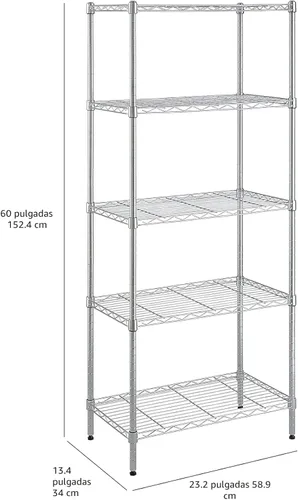Miniatura 10 de Amazon Basics Estantería de almacenamiento ajustable de 5 estantes, (capacidad de carga de 200 libras por estante), estante de alambre organizador