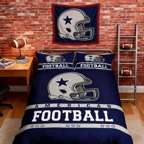 Miniatura 12 de Juego de funda de edredón para niños de fútbol americano, tamaño individual, juego de ropa de cama de fútbol de rugby de llama, decoración