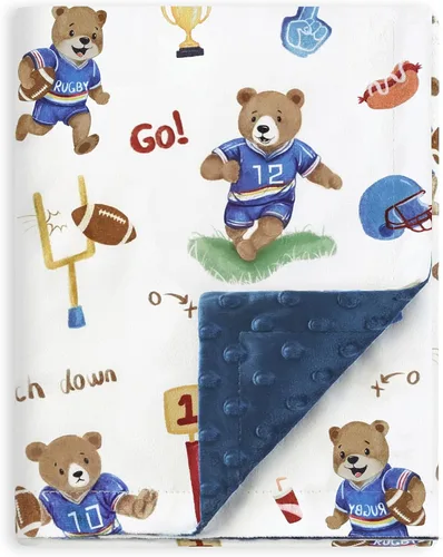 Miniatura 7 de BORITAR Manta de bebé para niños y niñas, súper suave de doble capa de minky con respaldo punteado, encantadora manta con diseño de animales