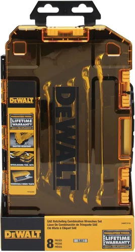 Miniatura 6 de DEWALT Tough Box 8 PC SAE Juego de llaves combinadas de trinquete