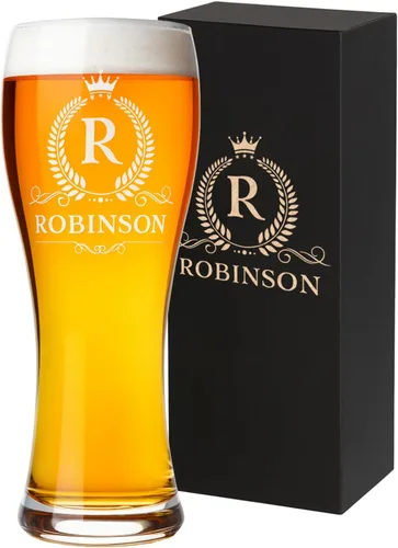 Miniatura 11 de Taza de Cerveza Personalizada de 16 oz con Fuente Personalizada Grabada en Vidrio con Tu Texto – Regalo Único para Papá, Esposo, Cumpleaños, Boda