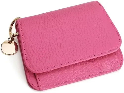 Miniatura 18 de Mudono - Billetera pequeña para mujer con bloqueo RFID, de cuero genuino, tarjetero, billetera delgada de tres pliegues con bolsillo con cremallera