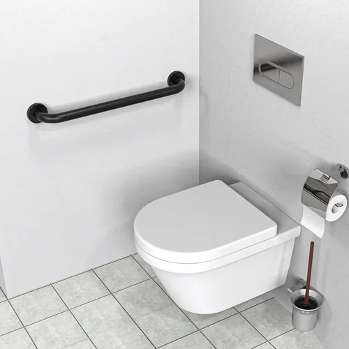 Miniatura 6 de Paquete de 2 barras de regadera de 24 pulgadas negras, mango de barra de agarre de pared de baño de acero inoxidable ZUEXT, barra de equilibrio