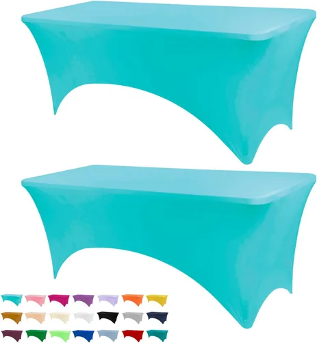 Miniatura 21 de BDDC - Fundas de mesa para mesas de 6 pies, manteles elásticos lavables y resistentes a las arrugas de color azul real de 6 pies para eventos