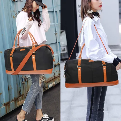 Miniatura 19 de Oflamn Bolsa de fin de semana para mujer, bolsa de lona para la noche, bolsa de viaje grande, bolsa de viaje con compartimento para zapatos, juego