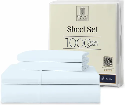 Miniatura 26 de Kotton Culture Juego de Sábanas de 4 Piezas Tamaño Twin - 1000 Hilos 100% Algodón Egipcio Ropa de Cama de Lujo Premium de Hotel - Tejido Satén Suave
