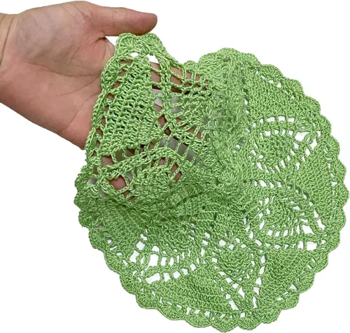 Miniatura 5 de Mantel Individual de Encaje de 11 a 12 Pulgadas Tapetes de Mesa Redondos Hechos a Mano Tapete de Ganchillo Cocina Vajilla Posavasos para Taza