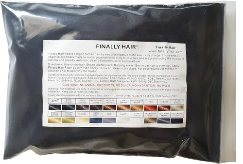 Finally Hair Bolsa de recarga de fibras, 1.98 oz de corrector de pérdida de cabello premium en una bolsa de repuesto (negro)