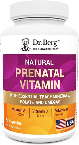 Vitaminas prenatales naturales Dr. Berg para mujeres (embarazadas y lactantes) - Vitaminas prenatales con ácido fólico, vitaminas, minerales, omegas