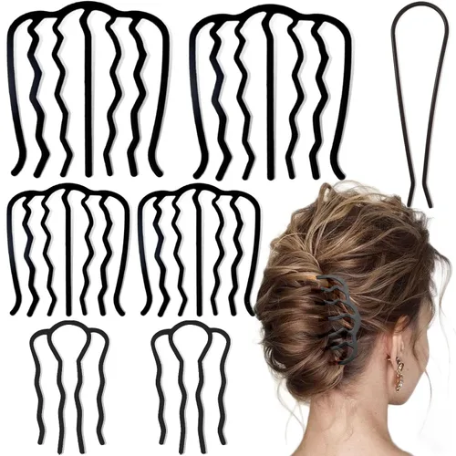 Miniatura 8 de 7 piezas de peines laterales de metal para el cabello, pinza de horquilla con dientes, alfiler para el cabello, clavos para peinado de moño, peines