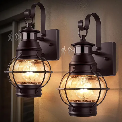 Miniatura 14 de Lamomo Luz Exterior Negra, Luces de Porche Frontal Exterior para Casa, Luces con Sensor de Movimiento del Atardecer al Amanecer, Linterna