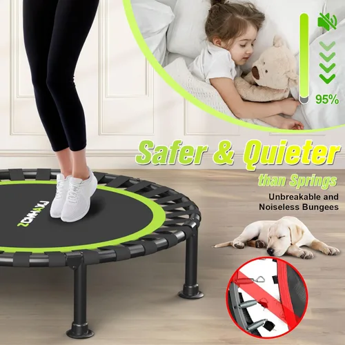 Miniatura 4 de ZCMHAXJ Minitrampolín plegable, trampolín rebotador de 40"/48" para adultos y niños, equipo de entrenamiento de fitness para interiores