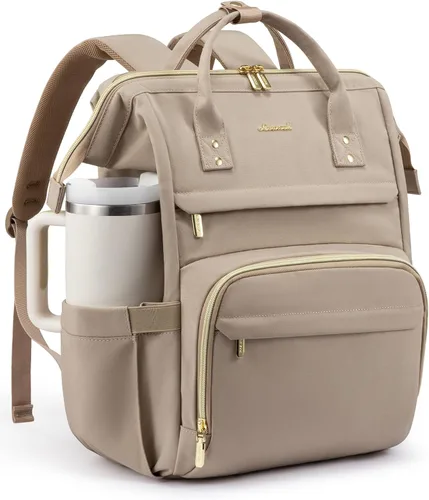 Miniatura 9 de LOVEVOOK Mochila para laptop para mujer con bolsillo gigante para vasos, mochila de viaje impermeable de 15.6 pulgadas, bolsa de computadora