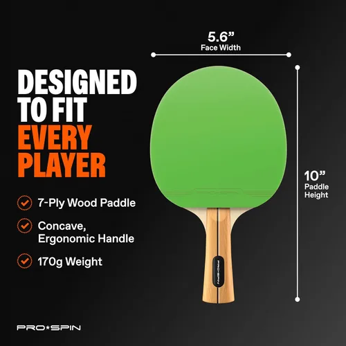 Miniatura 5 de PRO-SPIN Paletas de ping pong – Juego de alto rendimiento con raquetas de tenis de mesa premium, pelotas de ping pong de 3 estrellas, estuche de Set