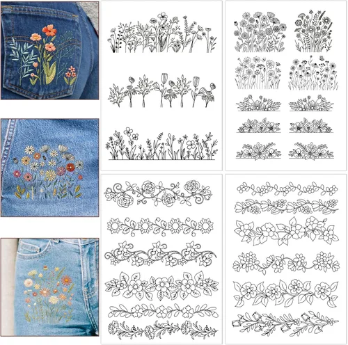 Miniatura 7 de Papel de bordado estabilizador soluble en agua, 4 hojas, 60 piezas, papel de bordado bohemio para pegar y coser que se lava, papeles