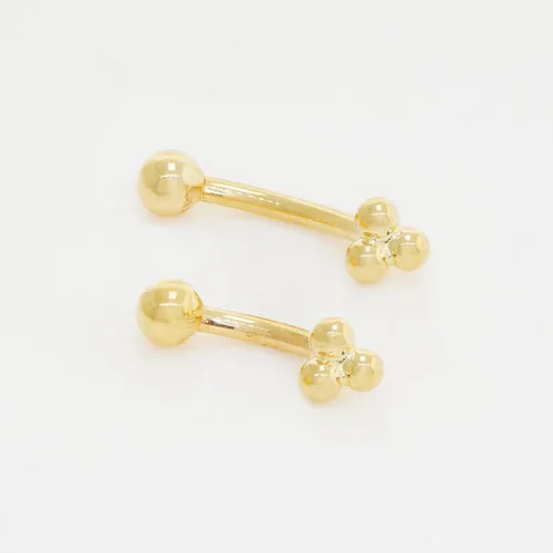 Miniatura 4 de ANYGOLDS 14K Solid Gold Floral Trinity Curved Barbell Earring - 16gauge Eyebrow, Cartilage, Daith & Helix Piercing Jewelry - Tragus, Conch, Rook &
