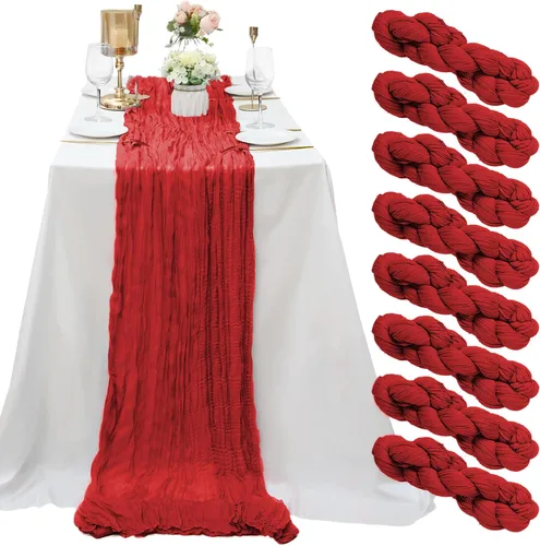 Miniatura 13 de Paquete de 8 caminos de mesa de estopilla verde salvia de 10 pies, camino de mesa de gasa, tela de queso, 35x120 pulgadas, caminos de mesa bohemios