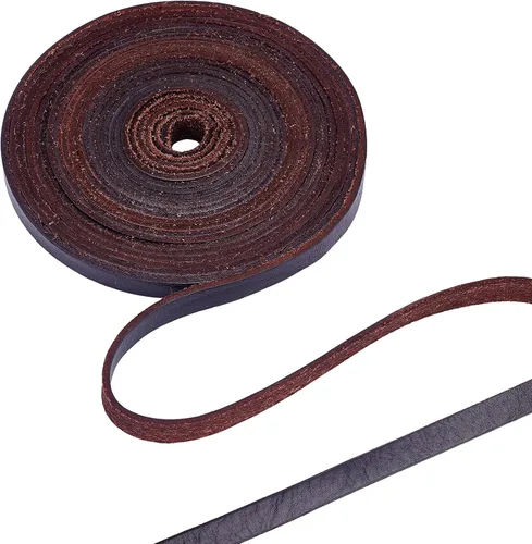 Miniatura 12 de GORGECRAFT Correa de Cuero Marrón de 197 Pulgadas 10mm Tiras en Blanco de Cinturón Cordón de Cuero Genuino Sintético Plano de Grano Completo