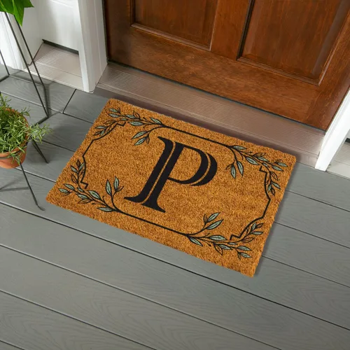 Miniatura 48 de Evergreen Flag Alfombra de puerta de fibra de coco monograma Letra B Alfombra para puerta delantera para interiores y exteriores 71x41 cm