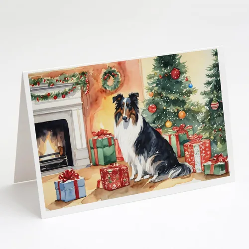 Miniatura 118 de Caroline's Treasures DAC2753GCA7P Paquete de 8 tarjetas de felicitación navideña acogedora de Husky siberiano Tarjetas en blanco con sobres