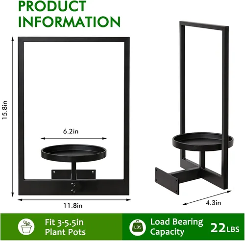 Miniatura 2 de Juego de 3 macetas de pared con marco de fotos, estantes colgantes de metal modernos para plantas, soporte de pared inoxidable para interiores