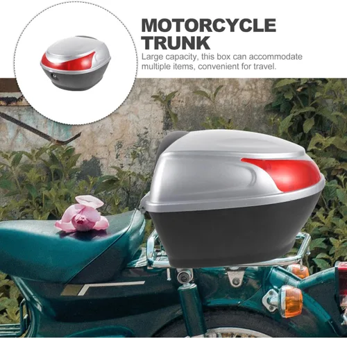 Miniatura 7 de Maletero de motocicleta de 11.81 x 11.02 x 8.26 pulgadas, caja trasera de gran capacidad, con bloqueo de seguridad, almacenamiento trasero