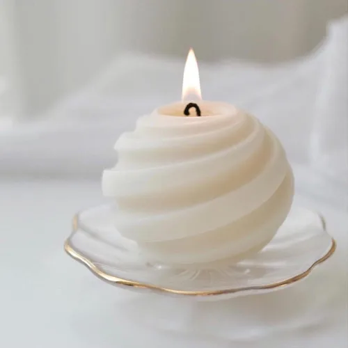 Miniatura 3 de XMOX Molde de vela de silicona con forma de bola en espiral, simplicidad, geometría moderna, cera de jabón, moldes de resina, velas de bricolaje