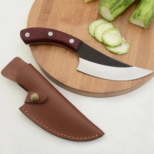 Miniatura 2 de Lifespace Cuchillo de chef estilo vikingo con mango de madera y funda