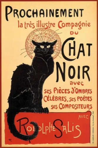 Miniatura 6 de Poster Foundry Le Chat Noir The Black Cat Vintage Art Deco - Póster publicitario francés vintage de 1920, 12 x 18 pulgadas