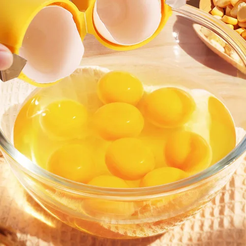 Miniatura 5 de Galleta y pelador de huevos de naranja – Rompe cáscara de huevo de acero inoxidable, separador y cortador para huevos crudos y duros