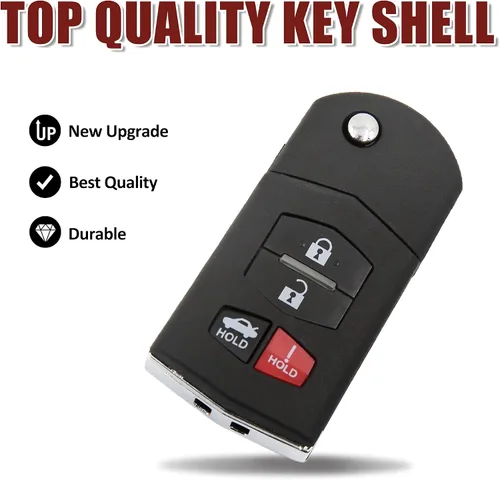 Miniatura 8 de uxcell Nuevo Smart Remote Flip Key Fob Shell Case 4 Botón para Mazda 3 5 RX-8 CX-7 CX-9 2007-2010