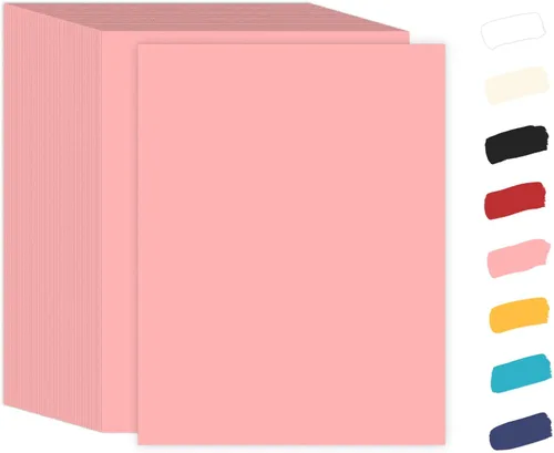 Goefun - Paquete de 50 cartulina rosa de 8.5 x 11 pulgadas, papel de impresora de tarjetas rosas Goefun para artes y manualidades, presentaciones,
