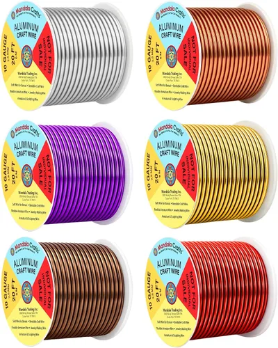 Miniatura 135 de Mandala Crafts - Alambre de aluminio anodizado de 8 calibre para hacer joyas - 9.75 m de alambre flexible negro colorido - Flexible para bonsái