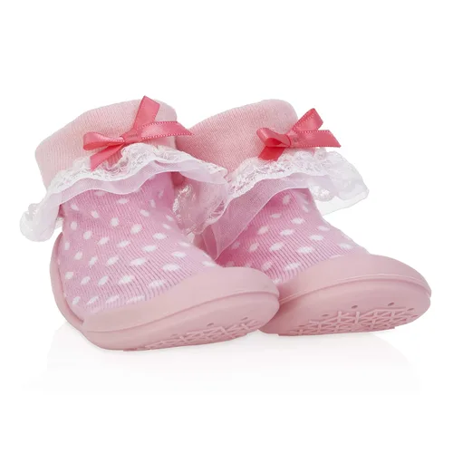 Miniatura 19 de Nuby Snekz - Zapatos cómodos de suela de goma para primeros pasos, lunares rosados, talla S, 7-14 meses