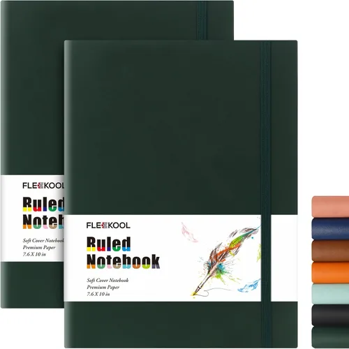 Miniatura 9 de Diarios de negocios, paquete de 2 cuadernos B5 de rayas universitarias de tapa suave grande con papel rayado grueso de 100gsm, 376 páginas