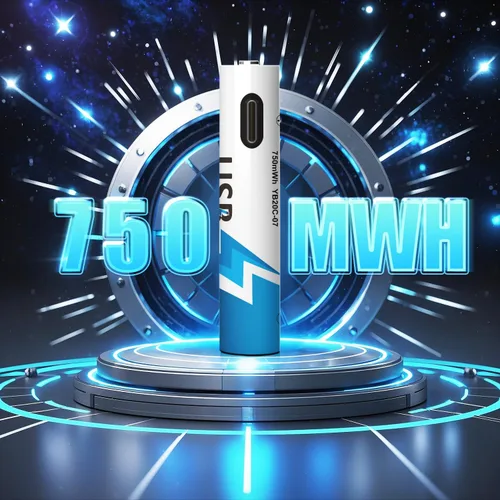 Miniatura 2 de Paquete de 4 baterías de litio recargables AAA USB-C, batería recargable de litio de 750 mWh, salida constante de 1.5 V, carga rápida de 1 hora