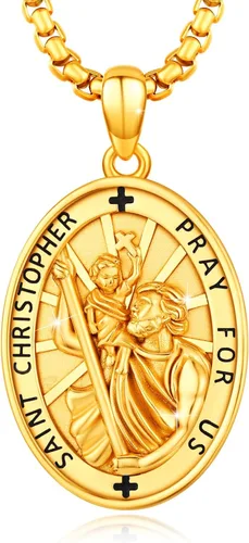 Miniatura 513 de Collar de plata de ley 925 con medalla de San Patrón, colgante de protección católica, amuleto, joyería religiosa para hombres y mujeres